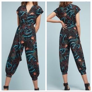 Anthropologie Maeve Geoscope black multi jumpsuit